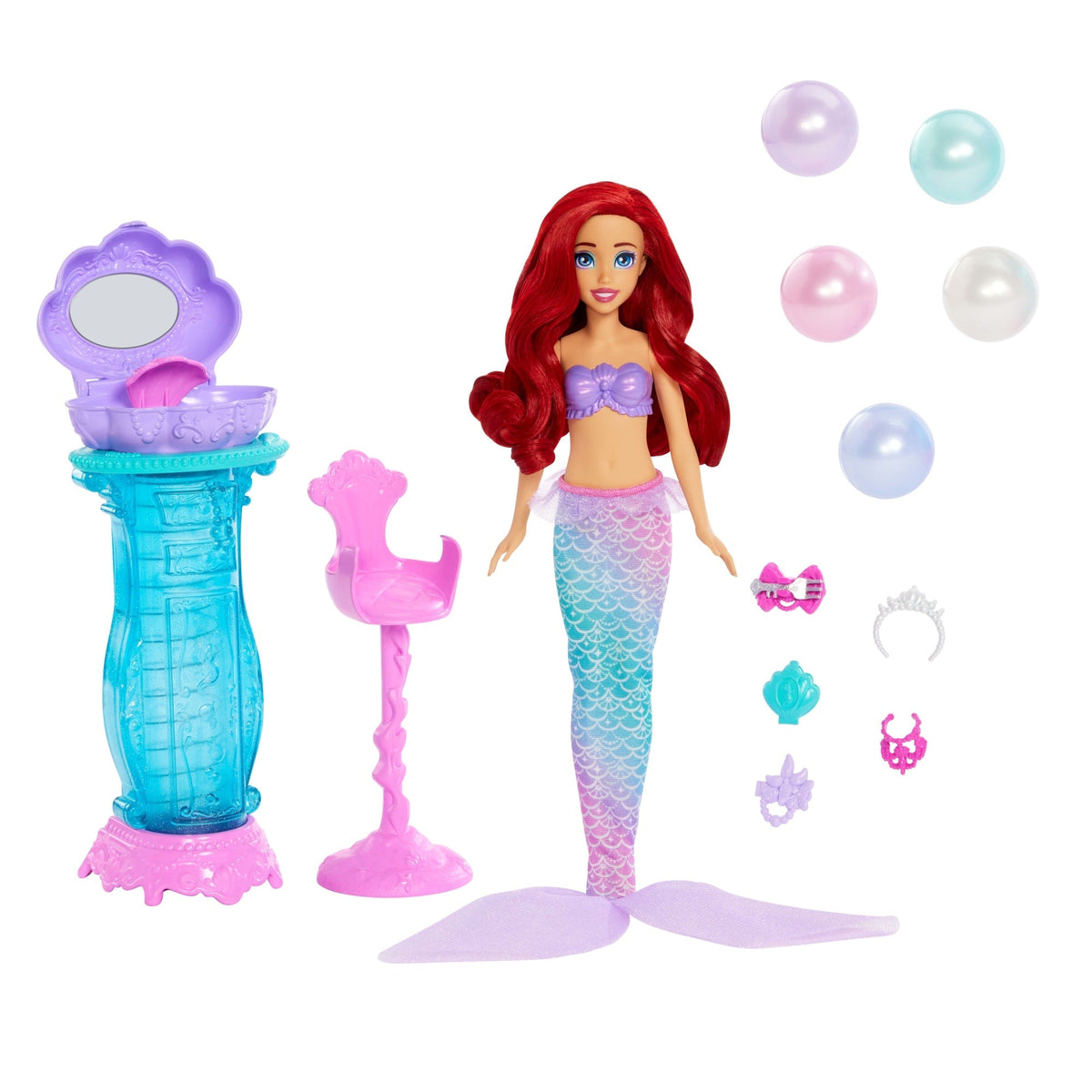 Princesses Disney Poupée et Accessoire Ariel Coiffeuse Mystère