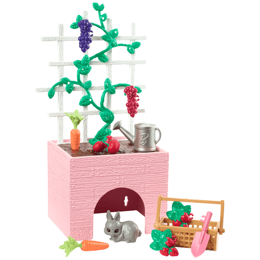 Barbie World Garden Playset With 12 Pieces Including Planter, Bunny Figure, Food & More