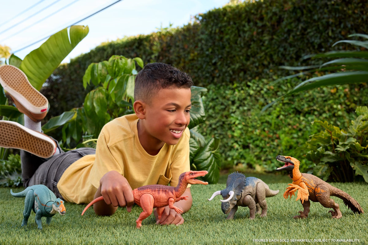 Jurassic World Rebirth Wild Roar Aucasaurus Dinosaur Toy, Tail Controlled Attack Chomp & Sound
