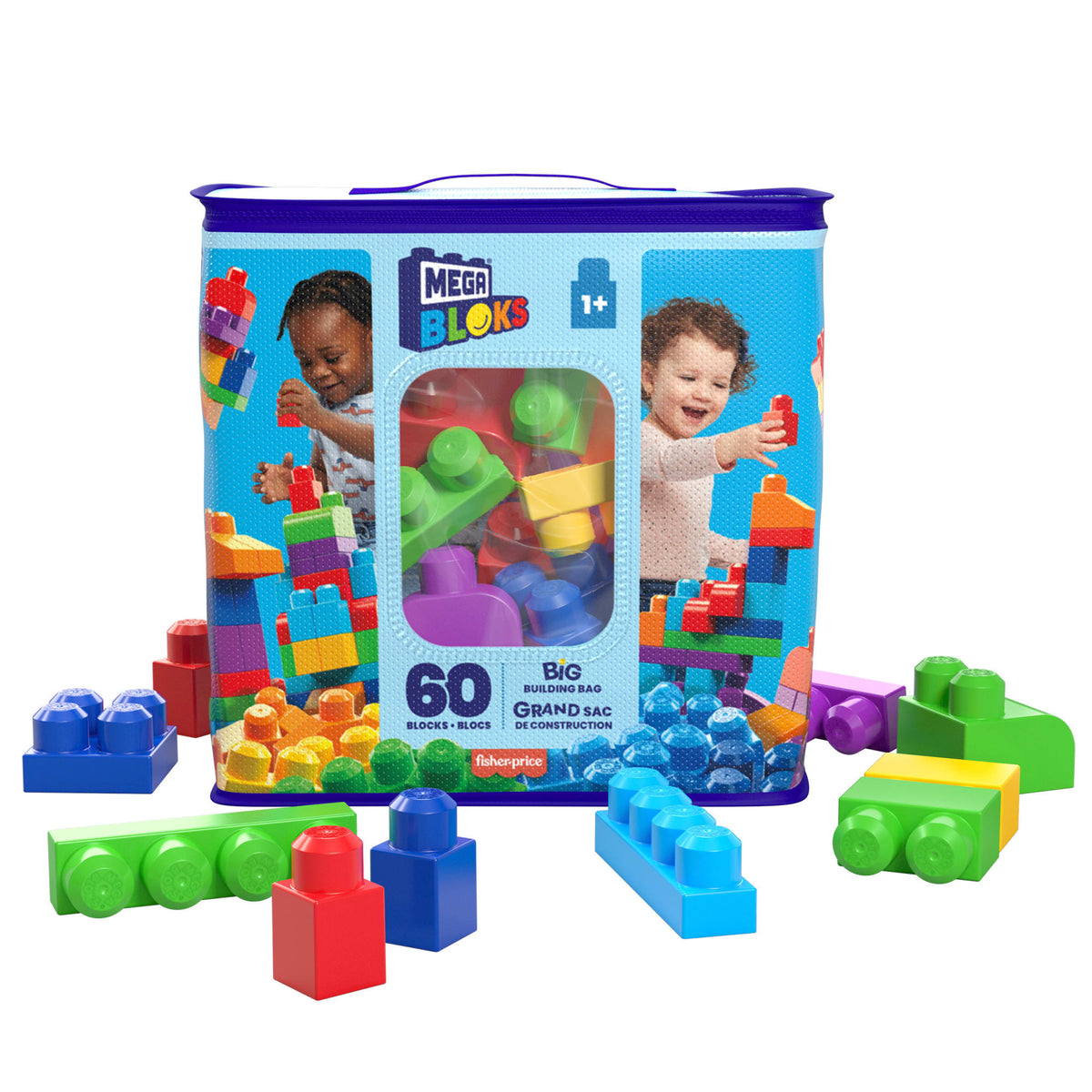 Mega Bloks Juguete de Construcción Bolsa de 60 bloques Azul