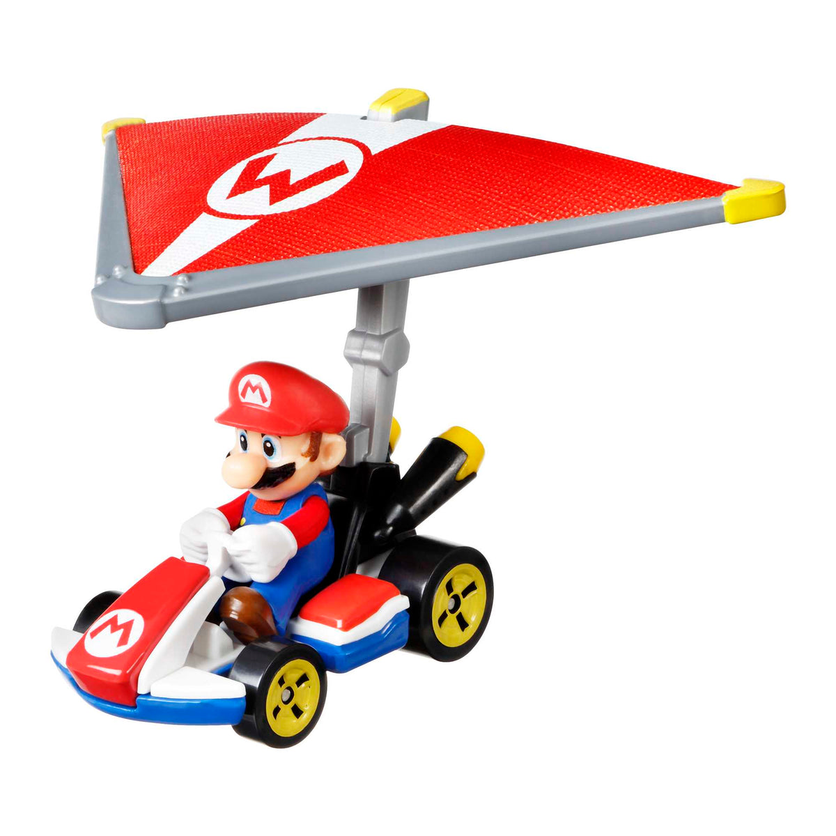 Hot Wheels Mario Kart Vehículo de Juguete Mario Estándar Kart con Super Glider