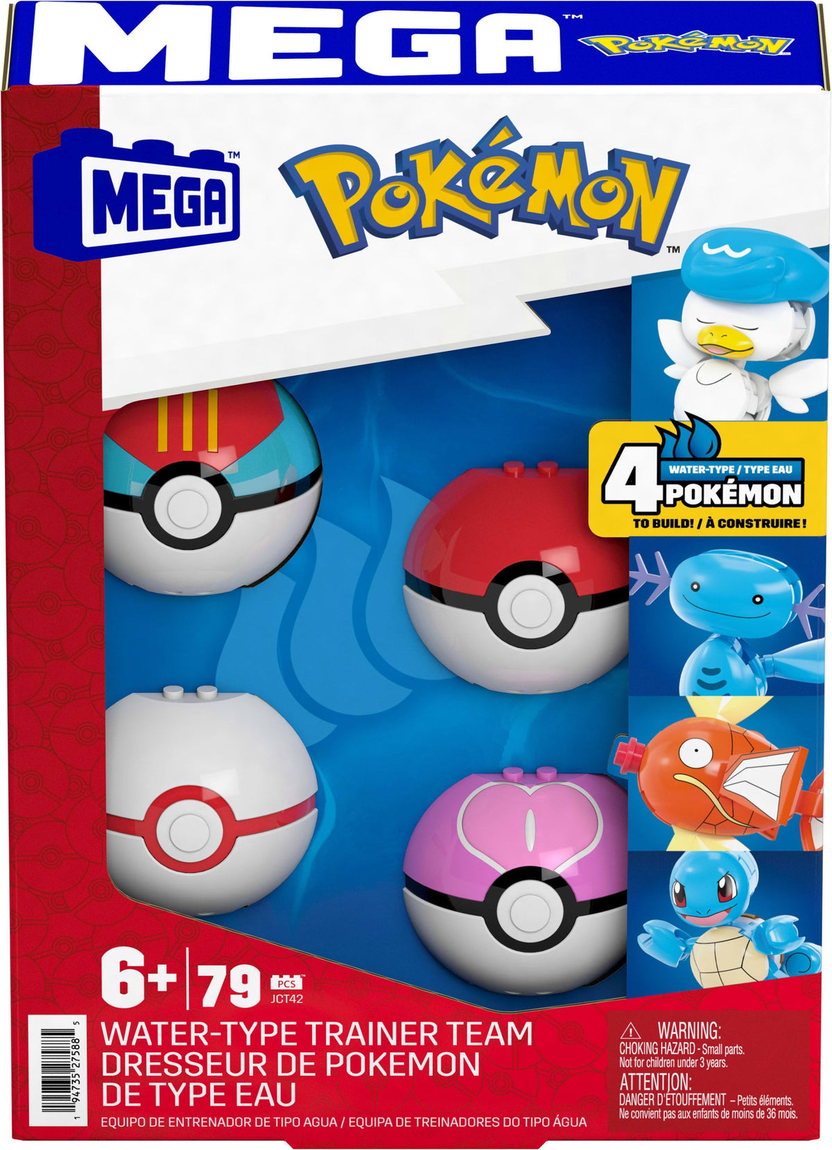 MEGA Pokémon Jogo de Construção Pokébolas Equipe Treinador do Tipo Água
