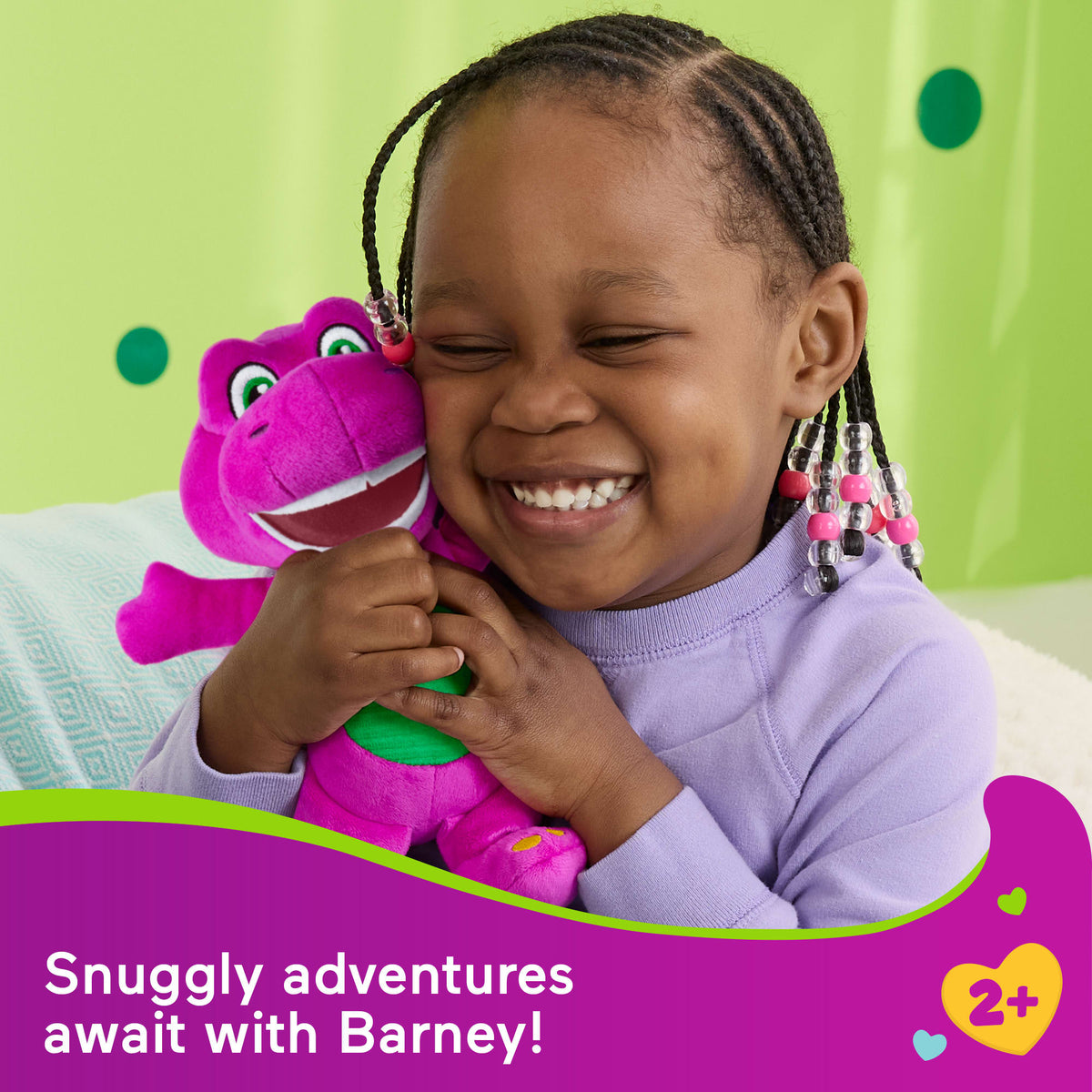 Fisher-Price Barney's World 8-Inch Plush Barney Toy Dinosaur For Toddlers & Preschool Kids