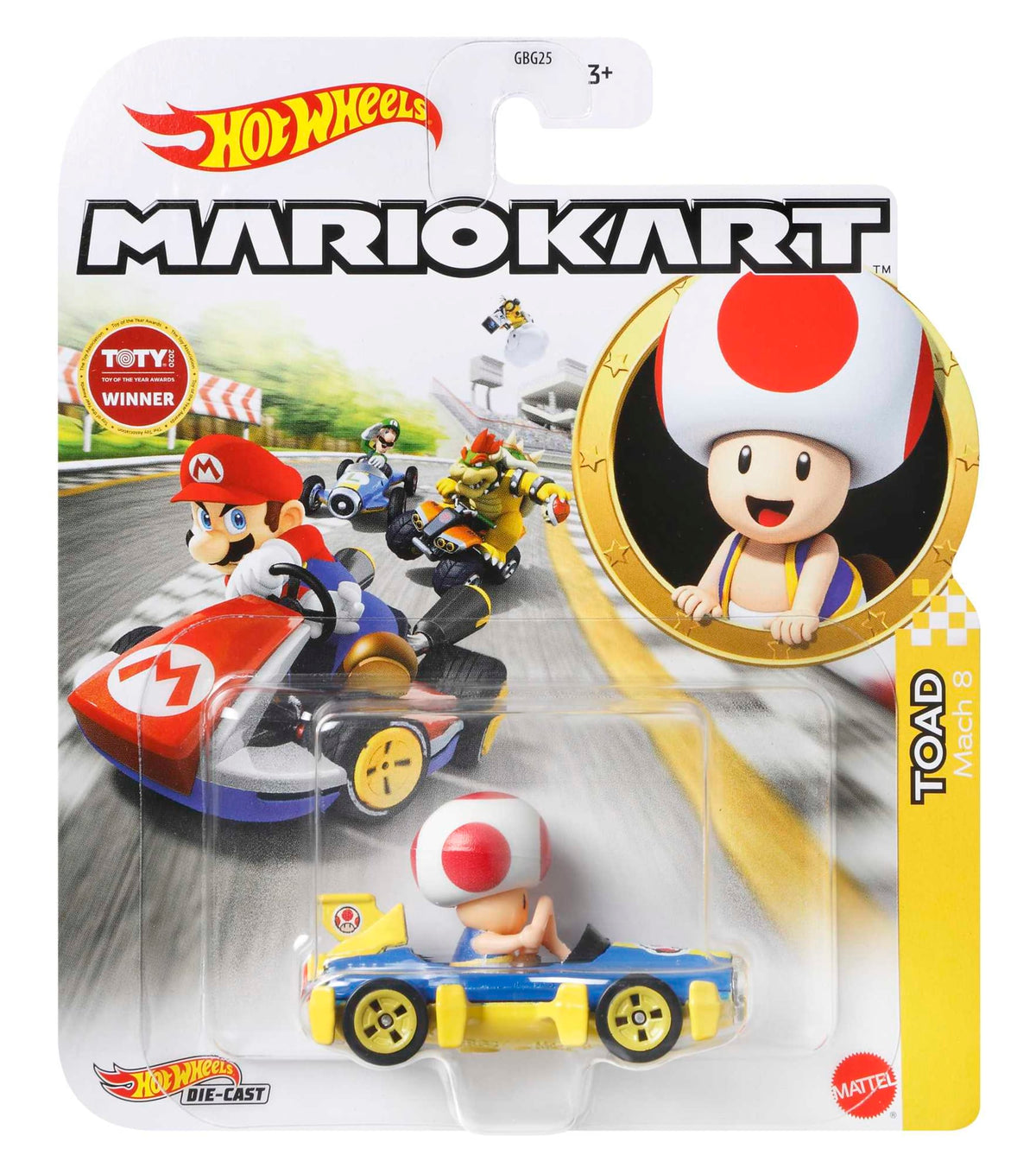 Hot Wheels Mario Kart Vehículo de Juguete Toad Mach 8