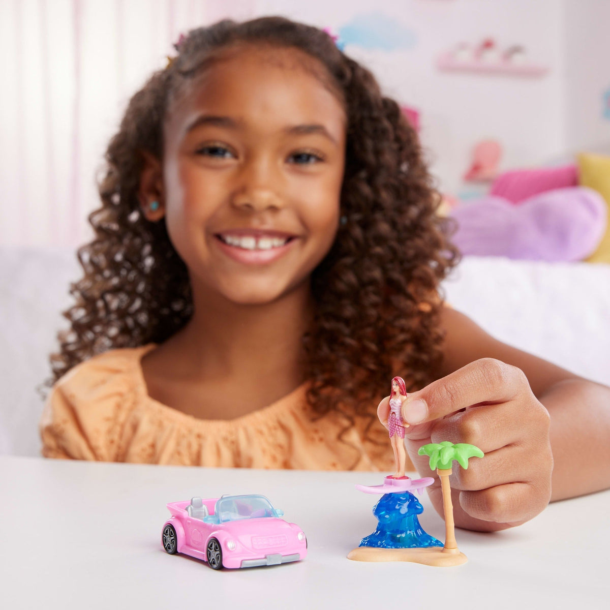Barbie Mini Barbieland Doll & Vehicle Set With 1.5-inch Doll & Beach Convertible With Color-Change