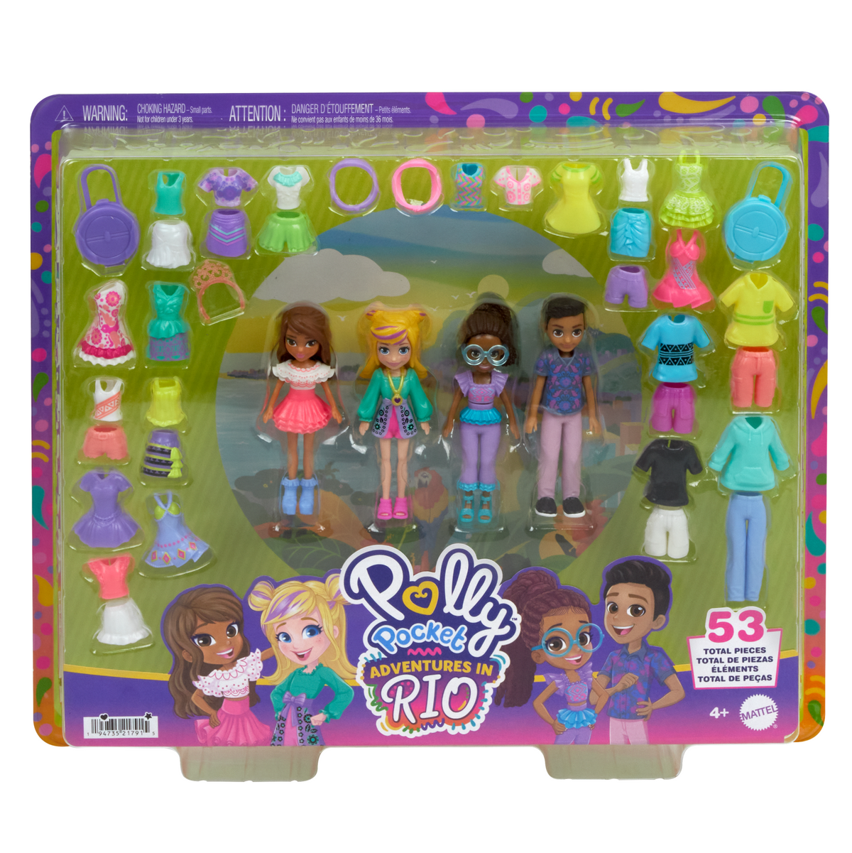 Polly Pocket  Coffret Mode  Aventures à Rio, 4Poupées, 49Éléments