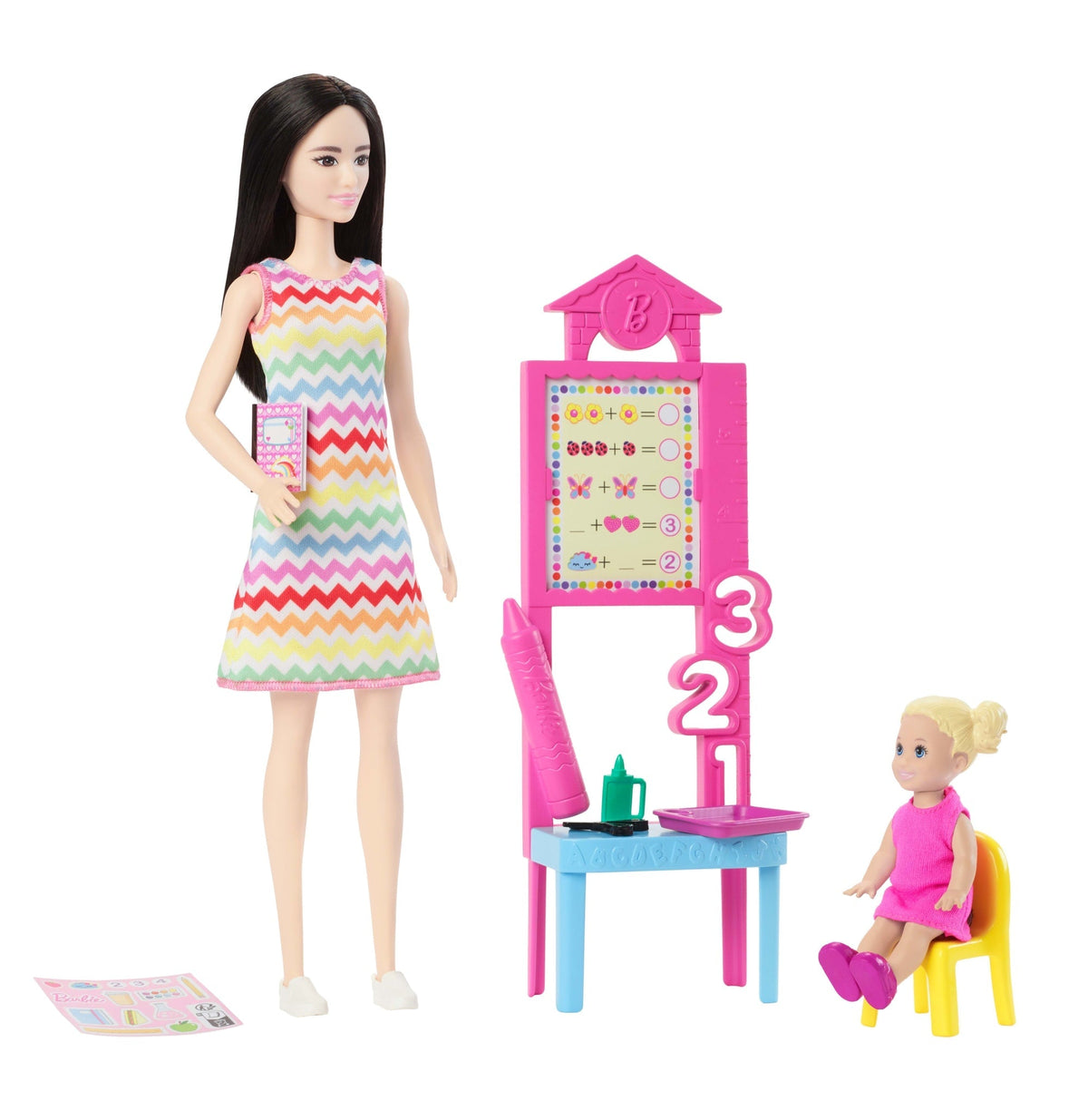 Barbie  Poupée  enseignante, Blonde, Tout-Petit et Accessoires
