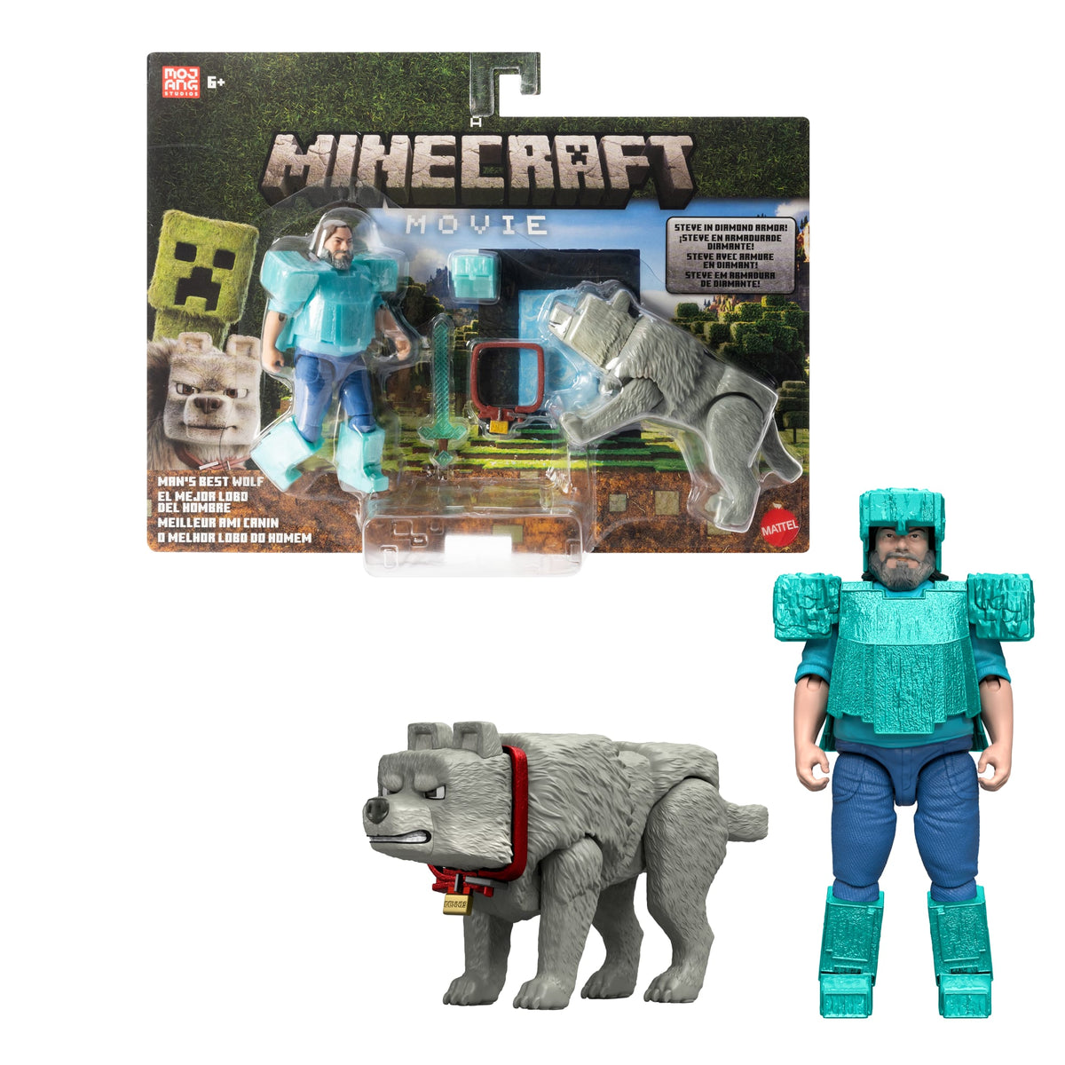 Minecraft – Coffret Figurines – Meilleur Ami Canin, 2 Fig. et 2 Acc.