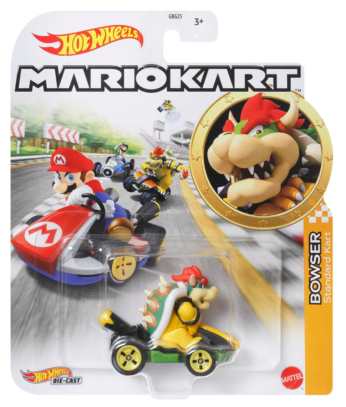 Hot Wheels Mario Kart Vehículo de Juguete Bowser Estándar Kart